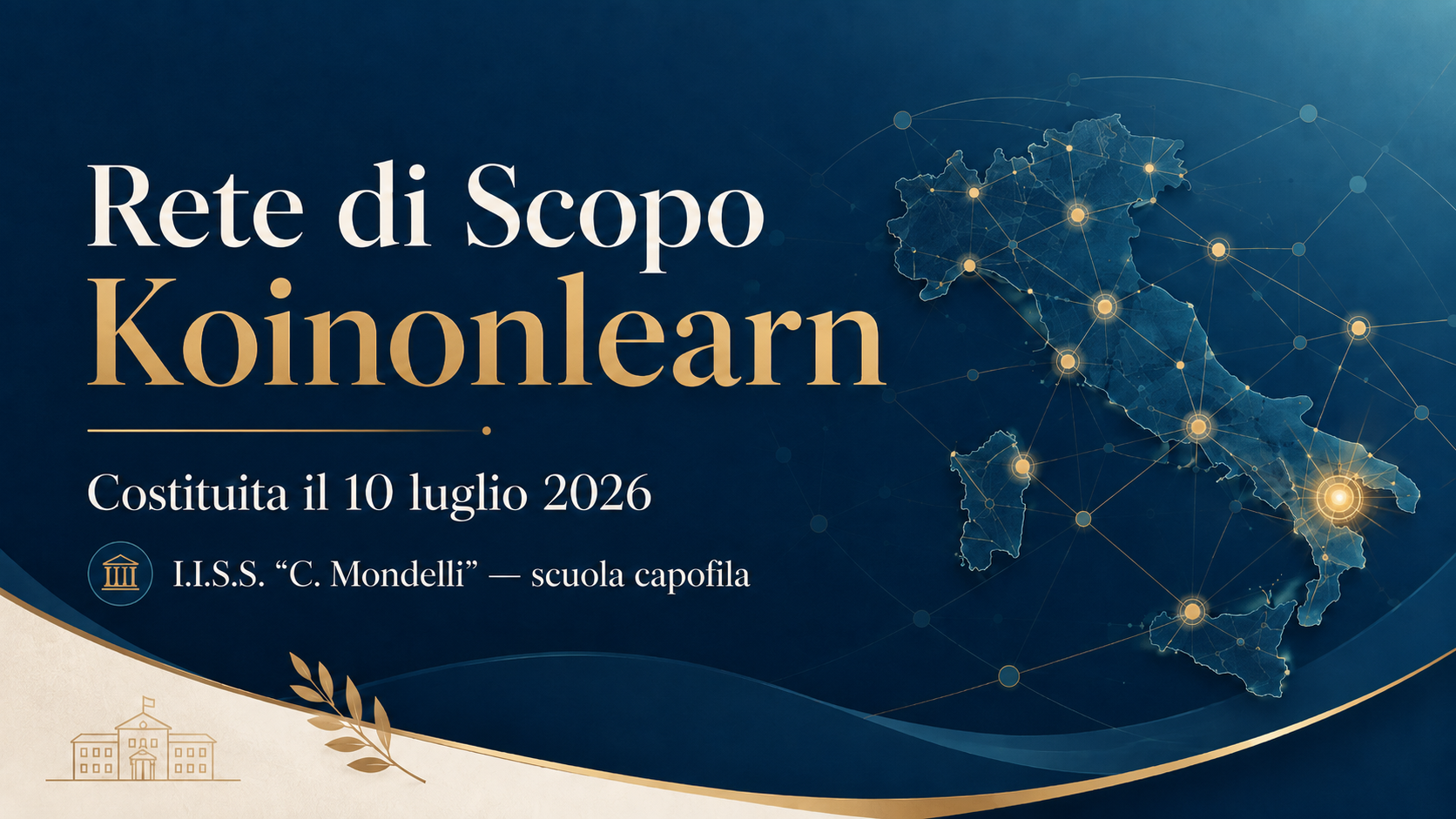Grafica istituzionale dedicata alla costituzione della Rete di Scopo Koinonlearn.
